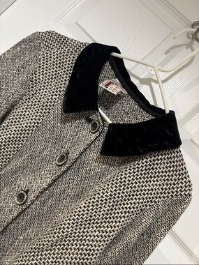 NEIL & DAVID Vintage Houndstooth and Crushed Velvet Button Up Jacket